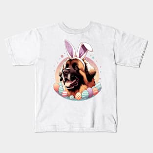 Leonberger's Easter Celebration with Bunny Ears Charm Kids T-Shirt